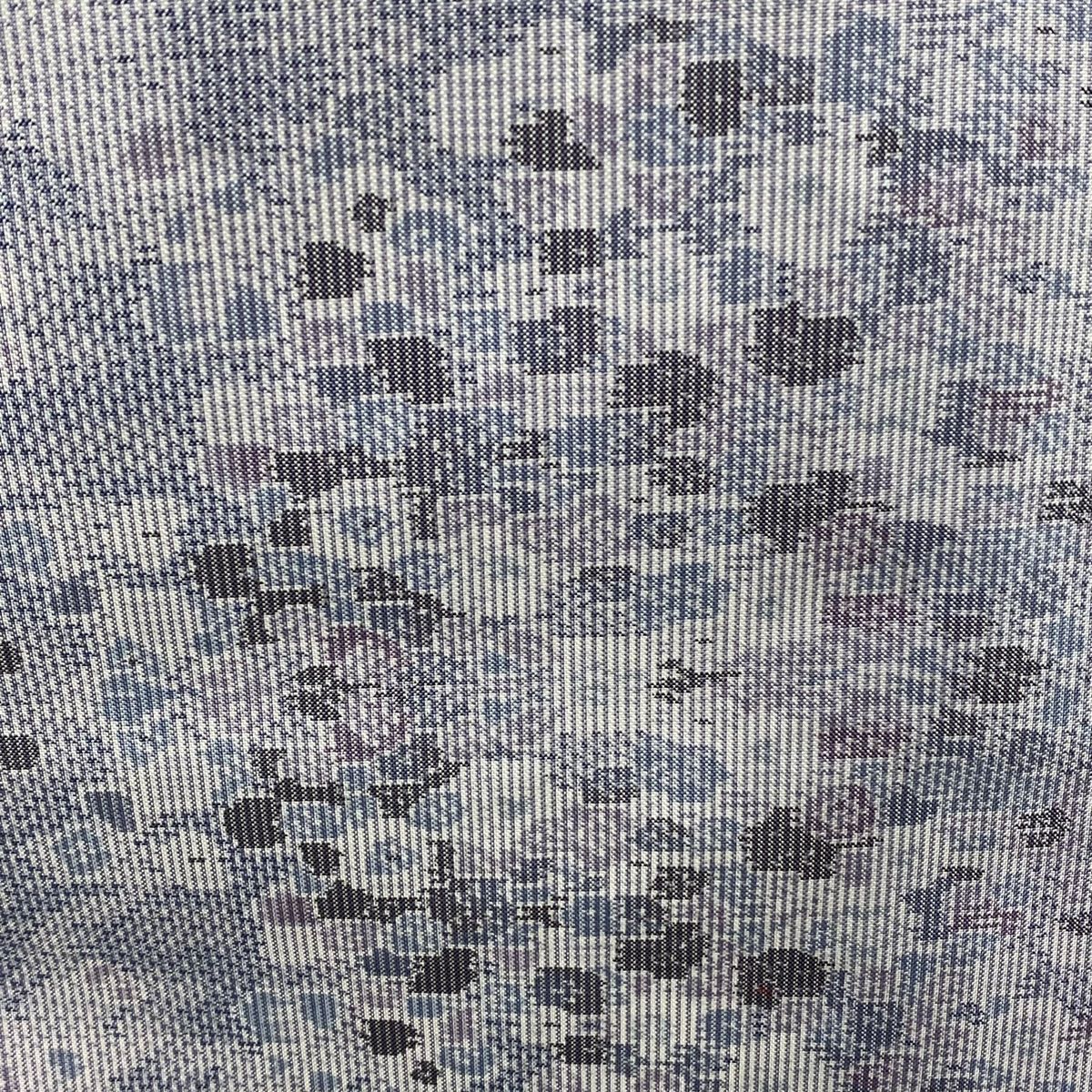 大島紬/未使用品/美品/正絹/幾何学文様/藍/仕立上がり/適応身長145～