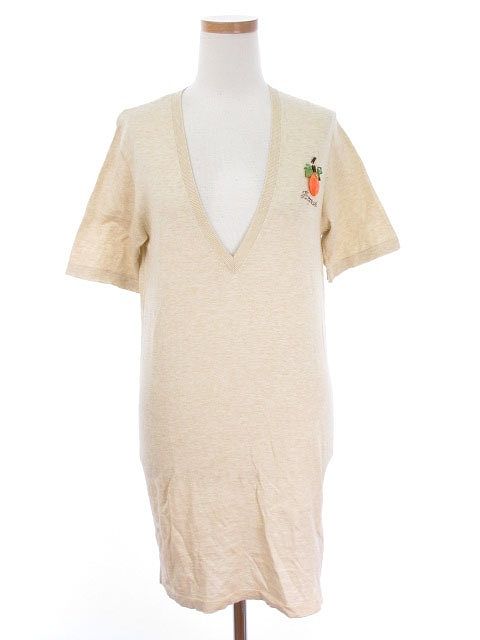ディースクエアード DSQUARED2 ワンピース ニット Vネック 半袖 コットン XS ベージュ 正規 |fy