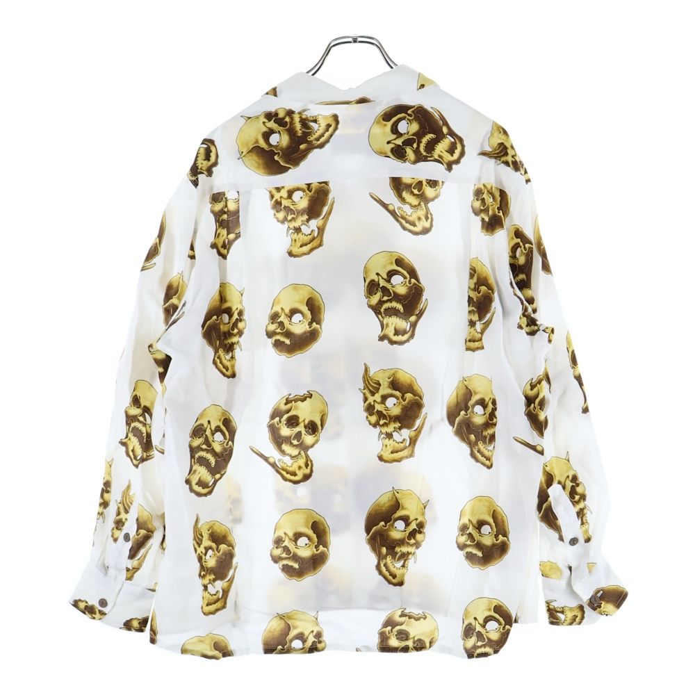 スカル総柄 ハワイアンロングスリーブシャツ