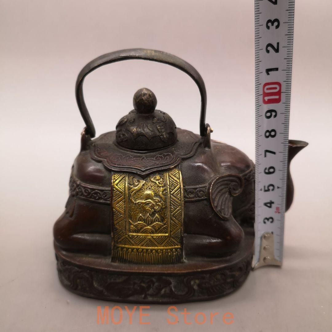 銅器 銅銭壺 提梁壺 招財銅銭茶壺 茶道具 工芸品 置物 銅器 象壺 招財 吉祥 徳利 水筒 茶器 茶道具 装飾品 工芸品 置物