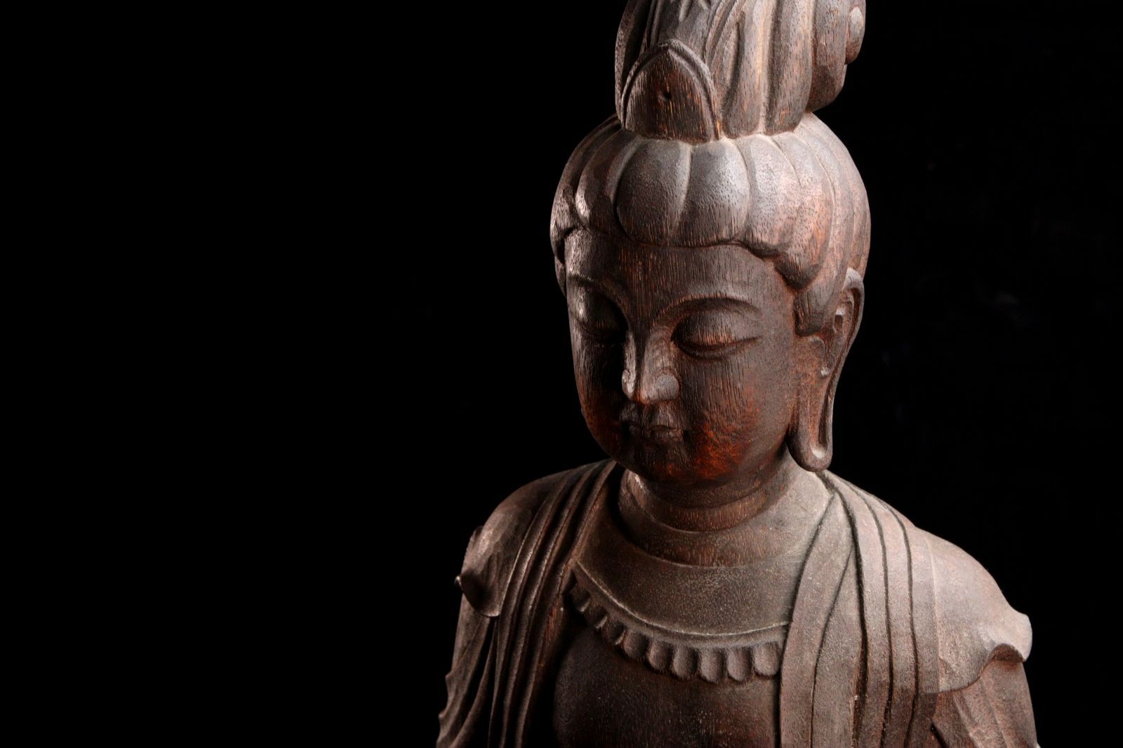 大型　木製　観音　立像　観音様　骨董　仏像 木彫 観音菩薩立像 特大79cm 仏像 仏教美術 唐物 骨董 古美術 楾