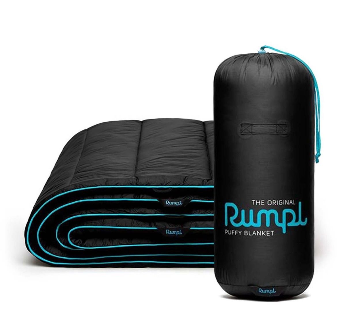 RUMPL ランプル　Black/Cyan 高品質 アウトドア ブランケット　黒 RUMPL ランプル☆The Original Printed Puffy Blanket 1-Person Black