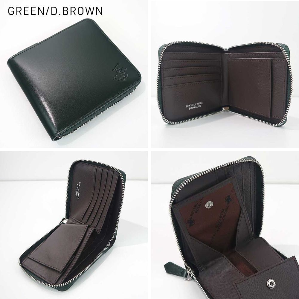 BEVERLY HILLS POLO CLUB ラウンド2つ折り BHG-M1004 GREEN/D.BR 楽天市場】ビバリーヒルズポロクラブ BEVERLY HILLS POLO CLUB