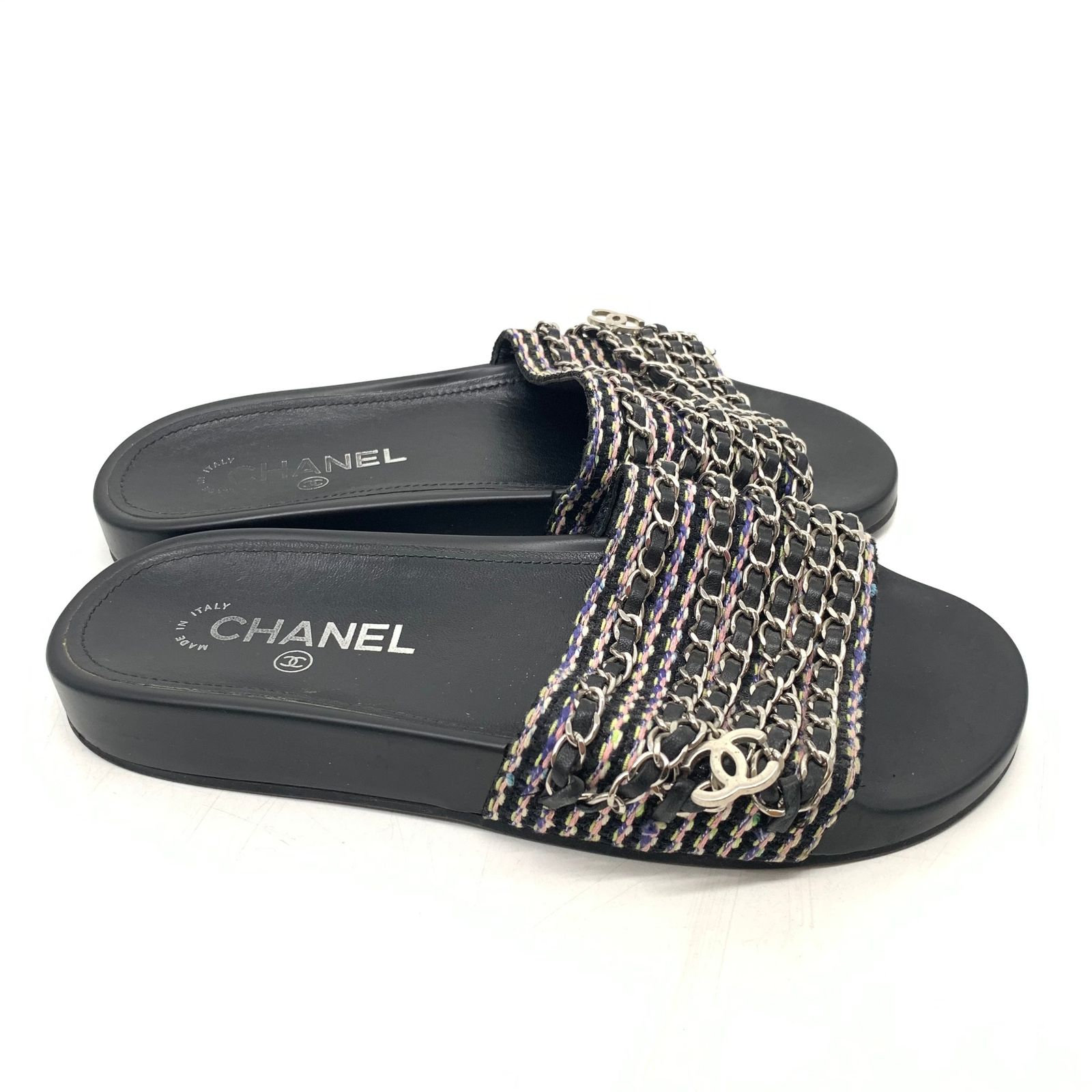 CHANEL シャネル G31627 CC ココマーク 6連チェーン 靴 フラット  