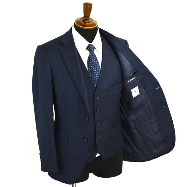 タケオキクチ 3ピース 2つボタン シングルスーツ S Y4 ダークネイビー ノータック 袖口4つ釦 開き見せ AH931-66303 合物 春夏秋 5XI005 メンズビジネス 202509