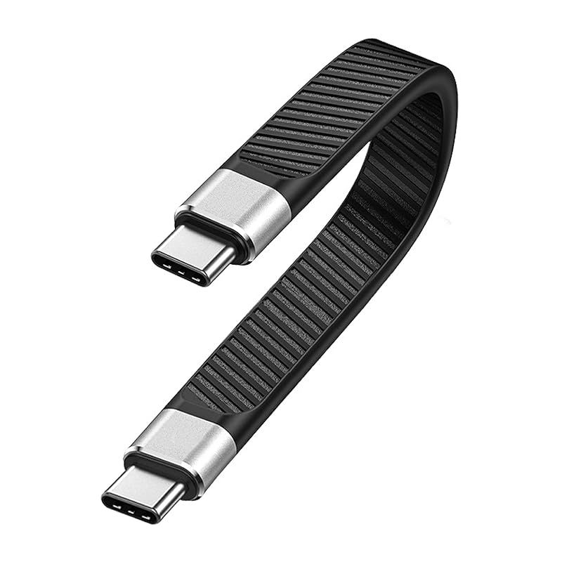 EzoR Flex USB-C to USB-C 短いケーブル 13.5cm 平形 高速データ転送20Gbps 高速PD充電100W USBC - USBC Type-C to Type-C フラットケーブル Thunderbolt 3 / 4 対応 (タイプ