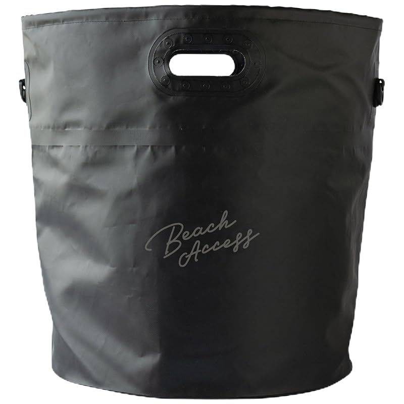 Beach Access サーファーズ 大容量 ポータブル ウェットバッグ 50L 折り畳み ウェットバケツ (サーフィン 釣り ダイビング キャンプなど多目的に利用できるアウトドアバケツ) ブラック 1
