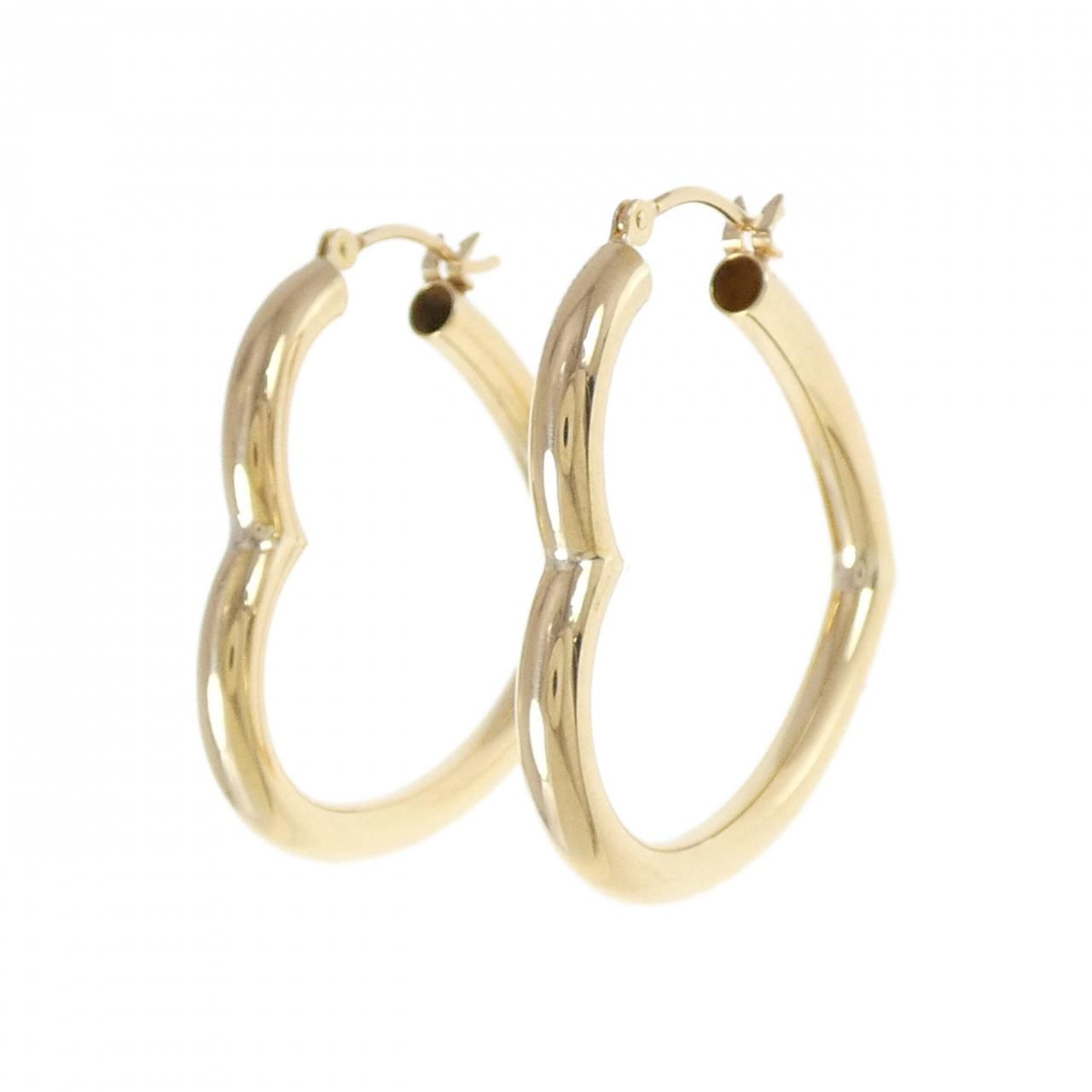 K18YG ハート ピアス 彼女へのプレゼント K18YG ハートモチーフ フープ