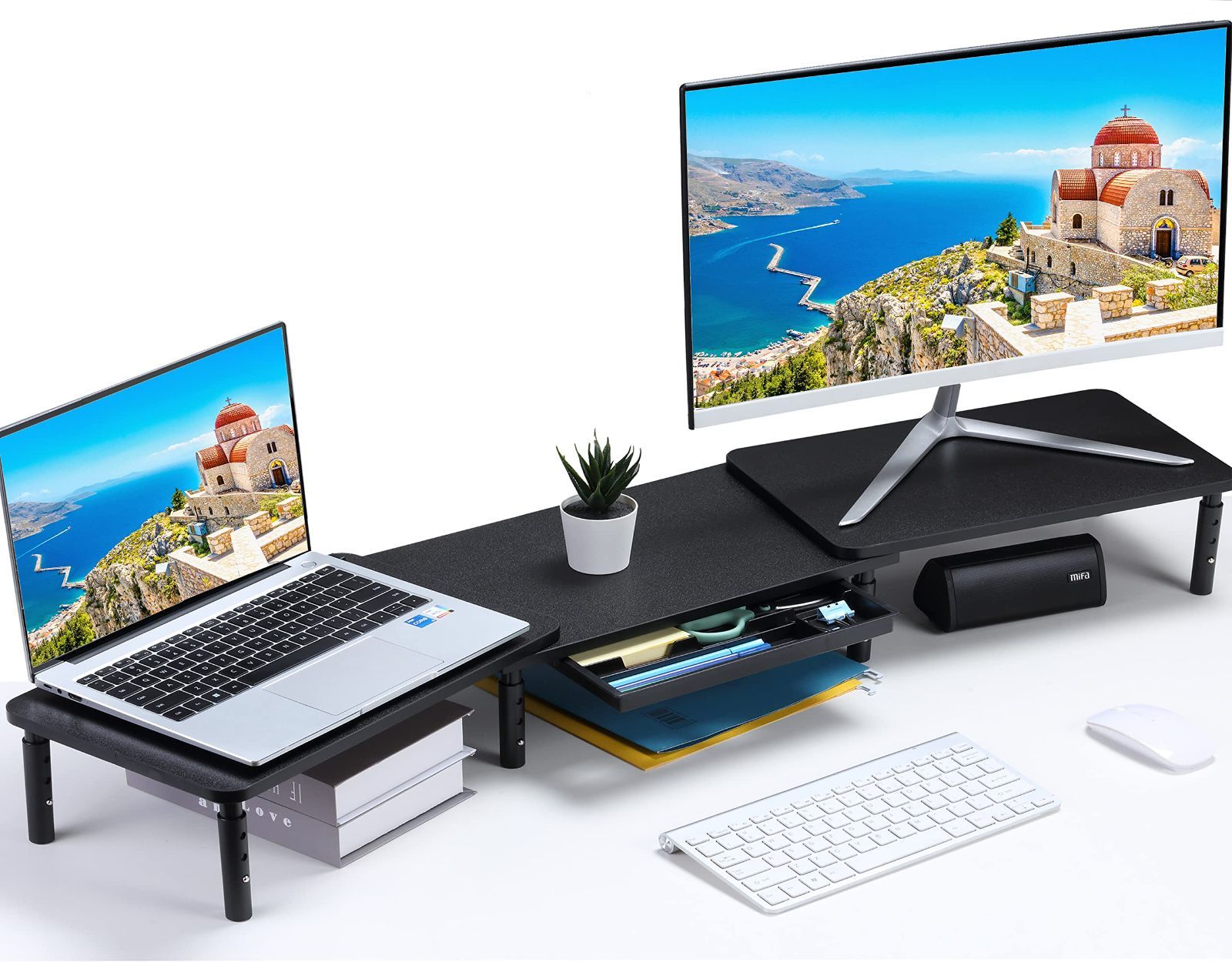 KTC I-O DATAディスプレイ モニター2枚 デュアルモニタースタンド KTC