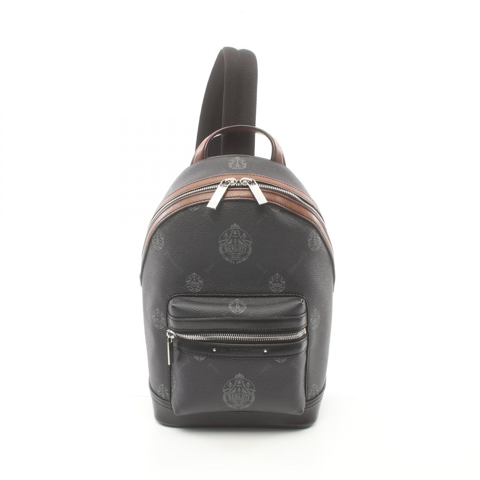 ベルルッティ Berluti ウエストバッグ ボディバッグ エクスプローラー ブラック|ブラウン PVCコーティングキャンバス レザー エクスプローラー ボディバッグ メンズ Used A