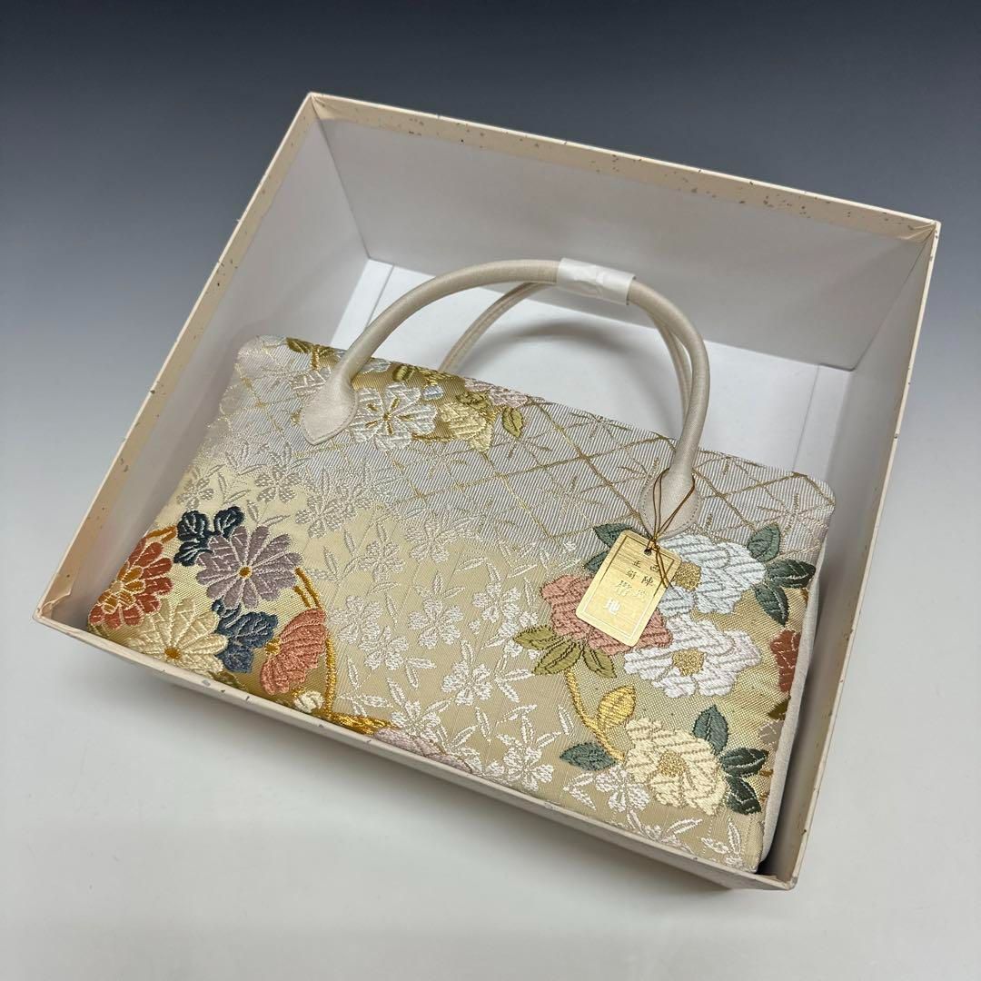 新品未使用 ！！特別セール！！京都 西陣 正絹 唐織 帯使用 利休バッグ