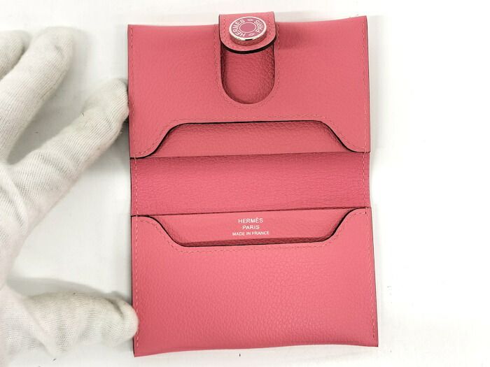 HERMES RMS カードケース 名刺入れ レザー ローズテキサス ピンク系 K刻印