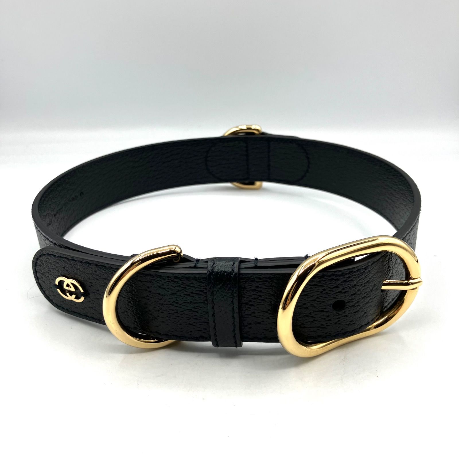 新品 GUCCI インターロッキングG ペット 愛犬 首輪 レザー ブラック L 鑑定済み】正規品 グッチ GUCCI インターロッキングG 695256 犬