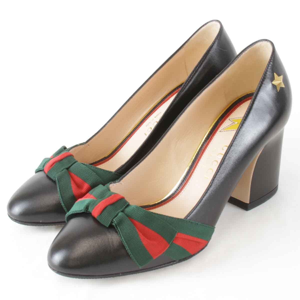 美品　グッチ　GUCCI シェリー ラインシリーズ パンプス　正規品 GUCCI - 美品 グッチ GUCCI パンプス カーフレザー シェリー