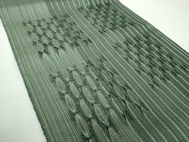 平和屋着物○八寸名古屋帯 もじり織 間道 銀糸 正絹 逸品 DAAX4255ps