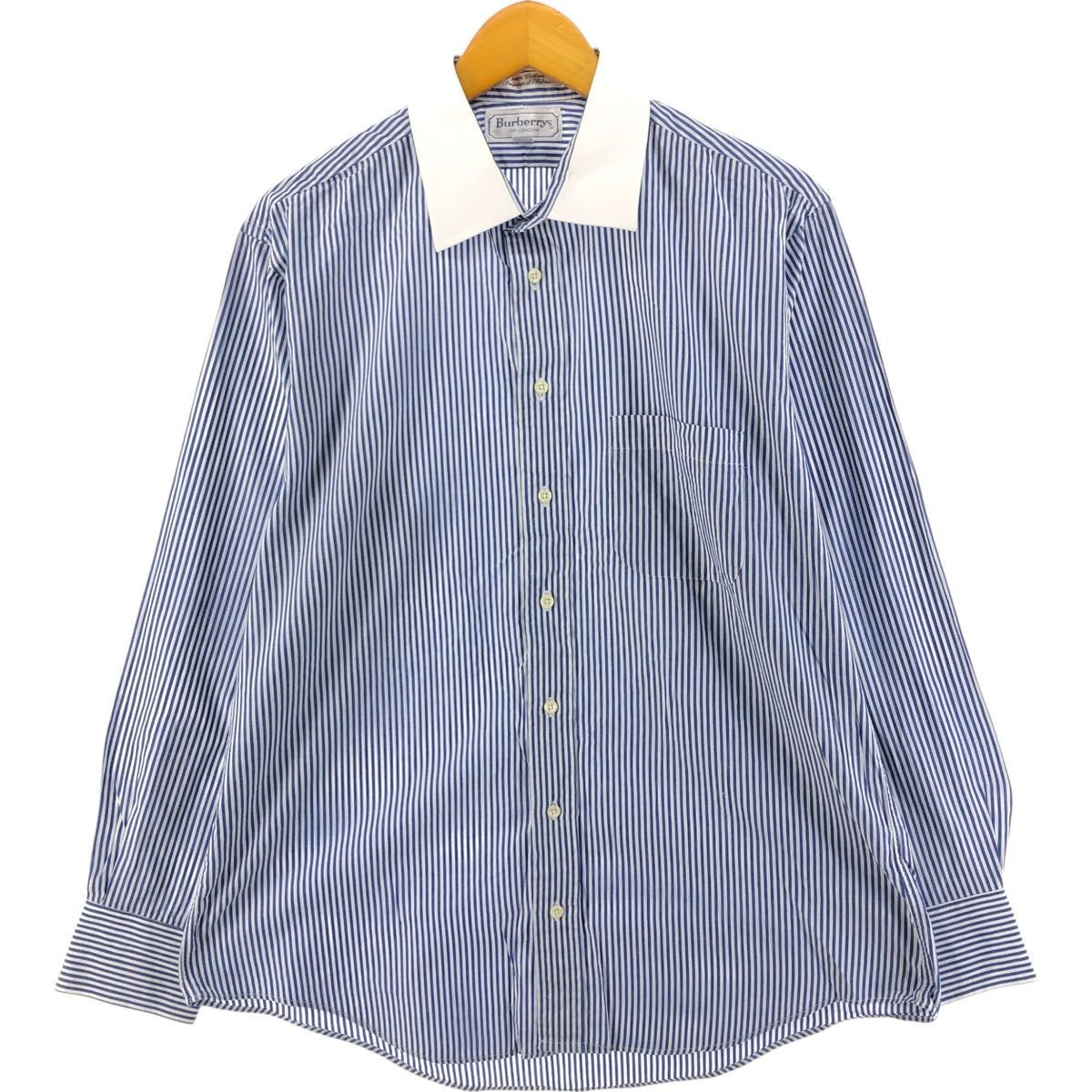 古着 バーバリー Burberry's LONDON ワイドカラー ストライプ柄 クレリックシャツ USA製 メンズL相当/eaa536764