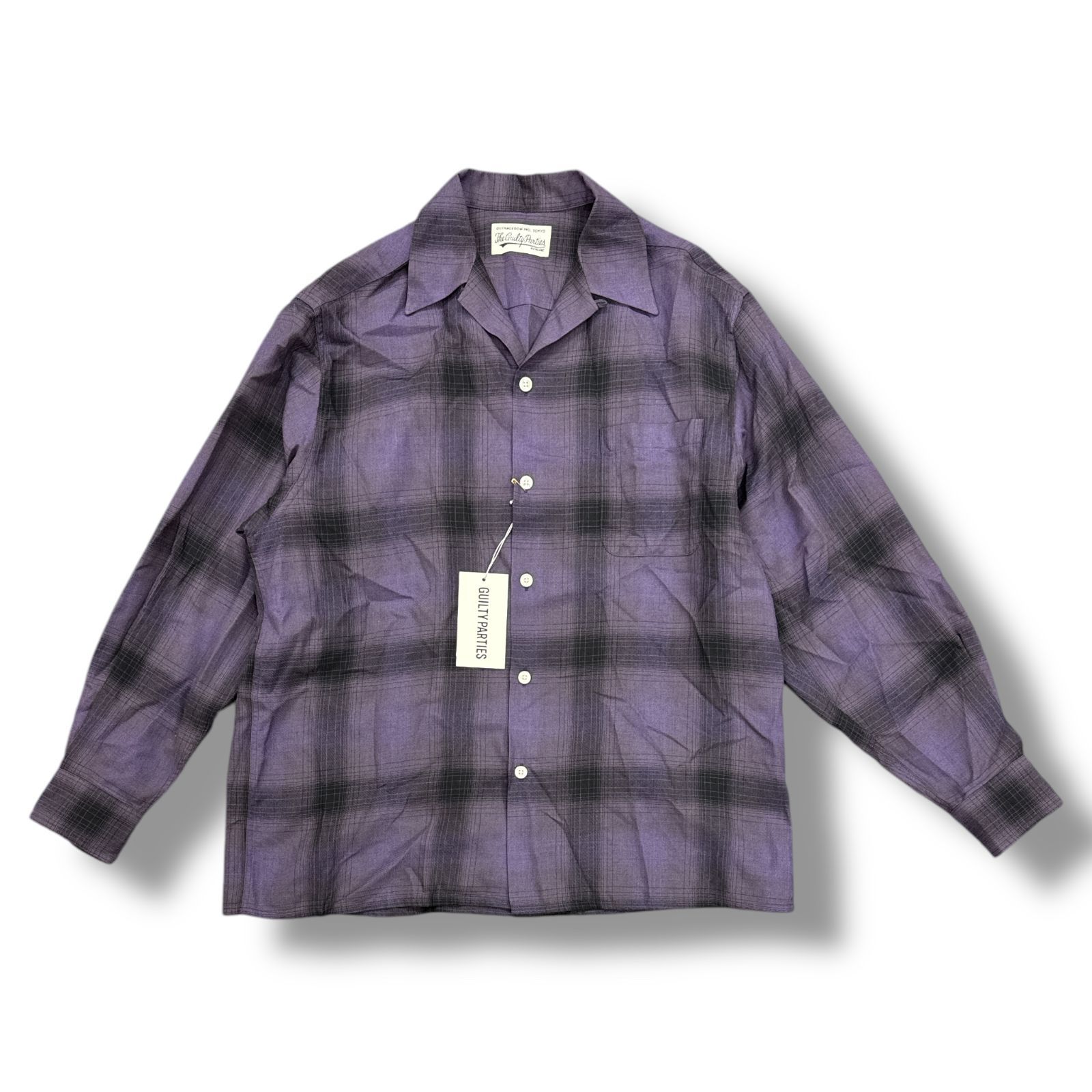 参考上代38500円 未使用品 WACKO MARIA 24AW OPEN CHECK COLLAR SHIRT 