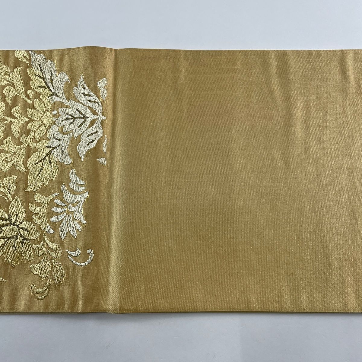 袋帯 美品 名品 花井幸子 落款 草花 金糸 刺繍 金色 六通 正絹
