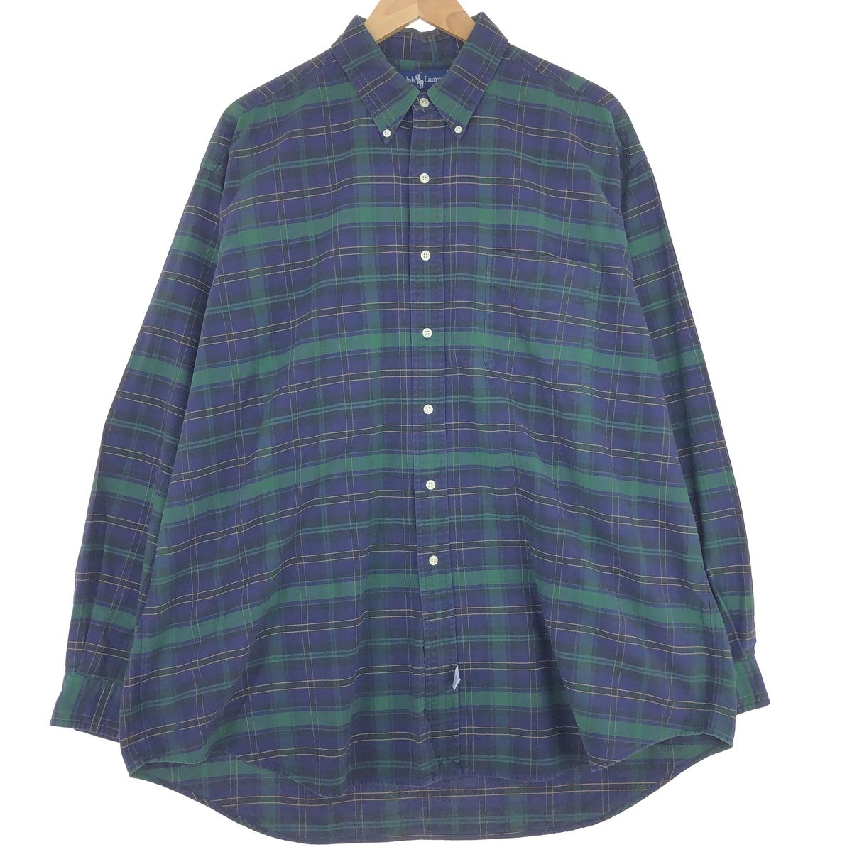 古着 ラルフローレン Ralph Lauren The Big Oxford タータンチェック 長袖 ボタンダウンチェックシャツ メンズXL /eaa443179/eaa443179