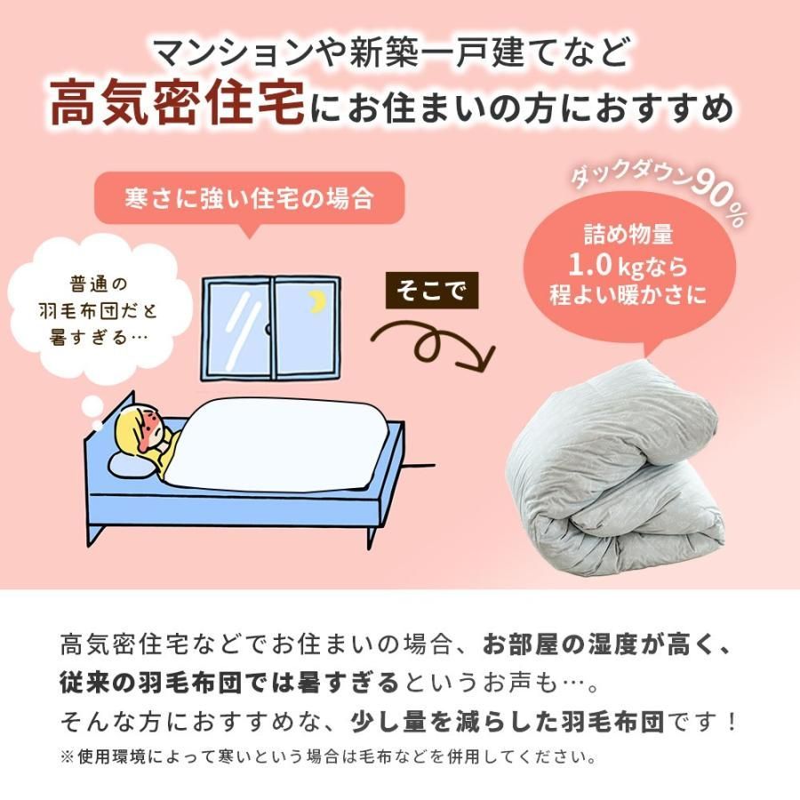 コインランドリーで洗える羽毛布団 シングル