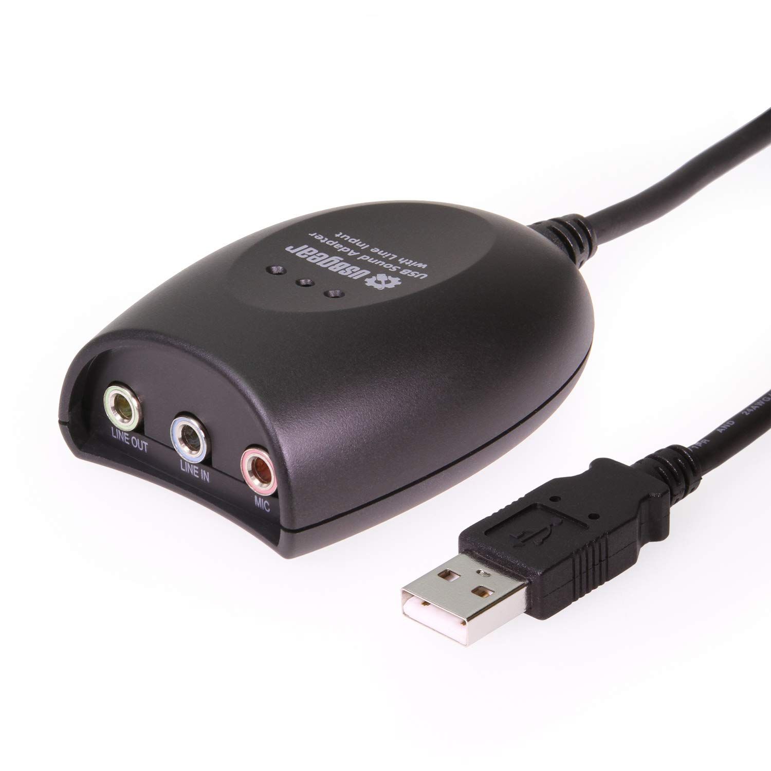 USB 2.0オーディオアダプターボックス ライン入力とマイク入力付き