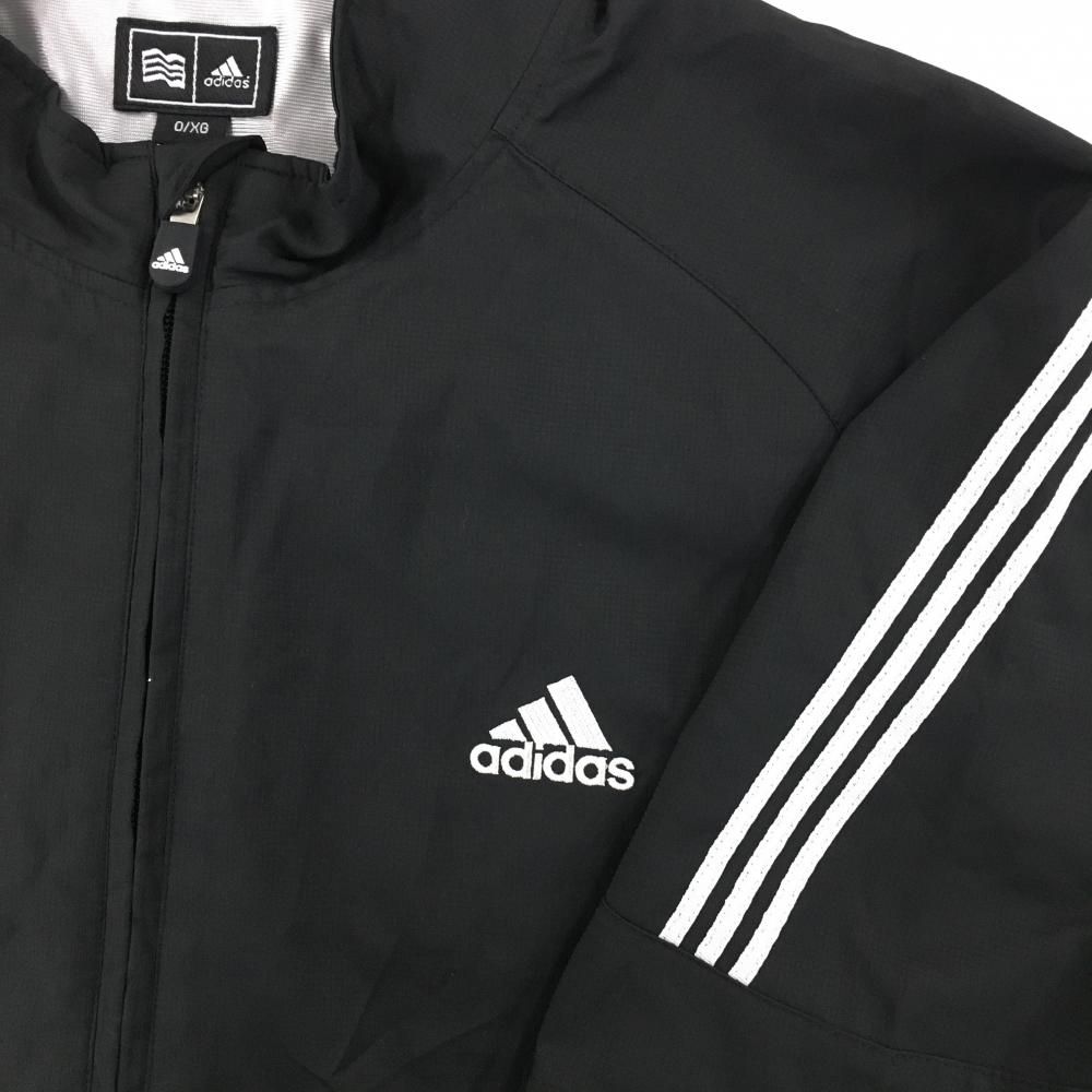 超美品】アディダス 半袖ブルゾン 黒×白 ハーフジップ 3ライン ロゴ