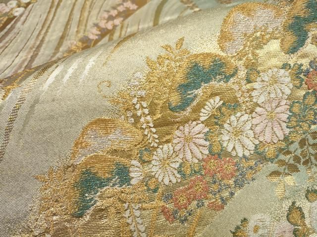 平和屋着物□極上 六通柄袋帯 唐織 名物裂類纂 黒地 金糸 逸品