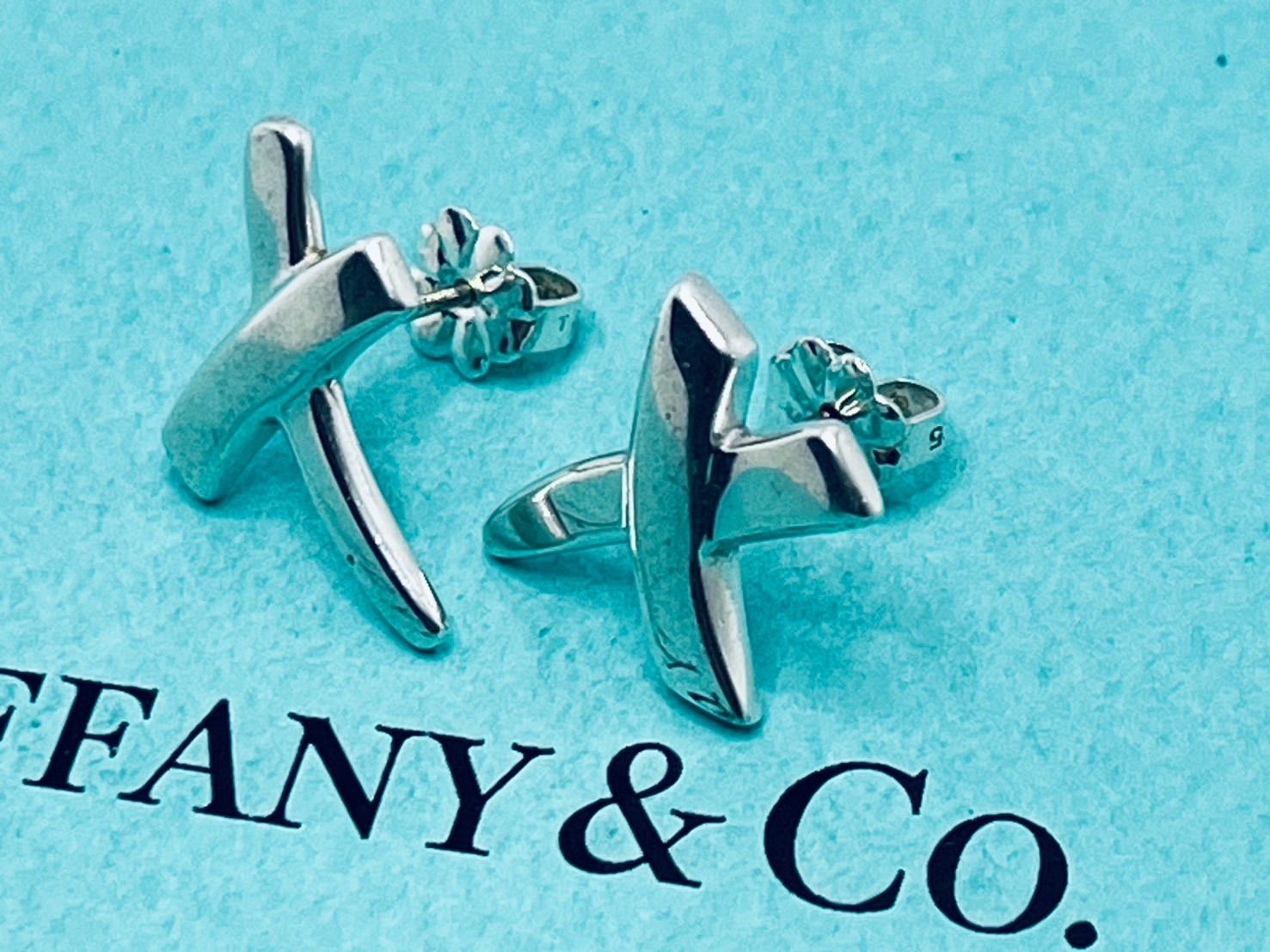 a057 Tiffany-Co. ティファニー クロス X キス ピアス Ag 925 シルバー