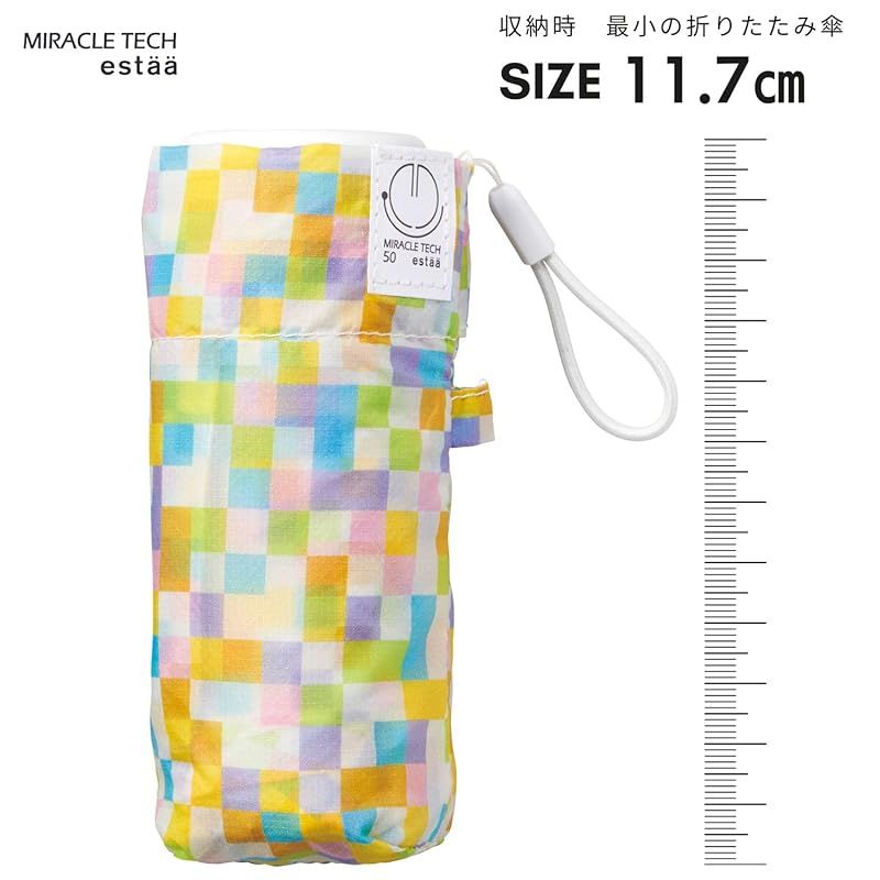 ミラクルテック 超コンパクト 軽量 折りたたみ時11.7cm UVカット 折りたたみ傘 50cm モザイク 10327 オフホワイト 今田美桜 アンバサダー 折りたたみ傘 | 超コンパクト ミラクルテック 自動開閉傘 ミラクルテックプロ Pro TECH MIRACLE 日傘 自動開閉 進化した世界最小級の 折りたたみ傘「ミラクルテック」シリーズ 雨傘 折り畳み estaa（エスタ） UV