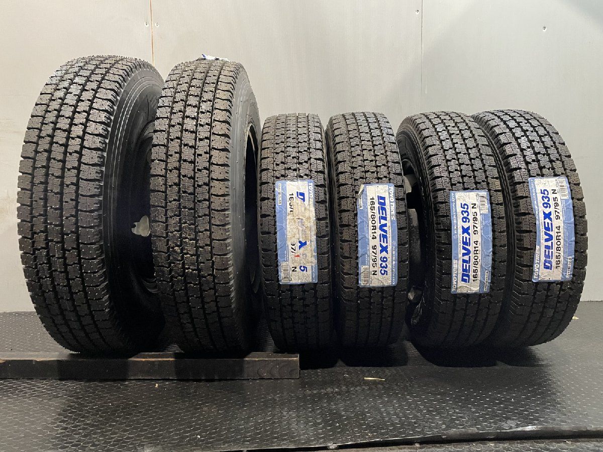 165/80R14 97/95N LTバリ山！中古スタッドレスタイヤ4本セット 165