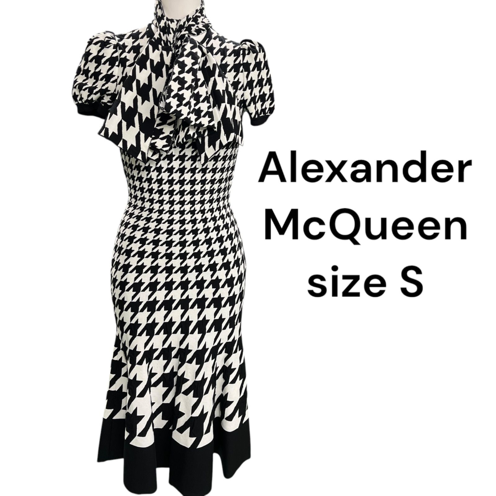 Alexander McQueen アレキサンダーマックイーン リボン付 クラシカル ニット ロング ワンピース S5M013