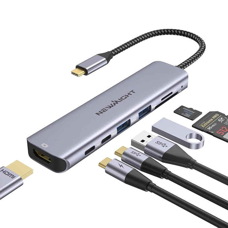 USB C ハブ 7-in-1アダプタ hdmi type-c ハブ 4K@30HZ HDMI usbハブ type-c×2ポートUSB-A 3.0×2ポート 5Gbps高速データ転送 PD 100W 急速充電ポート SD/TFカードスロット usb c hd
