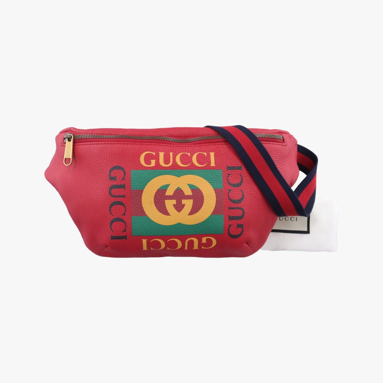 超美品 GUCCI ロコプリント レザー ボディバッグ レッド 赤