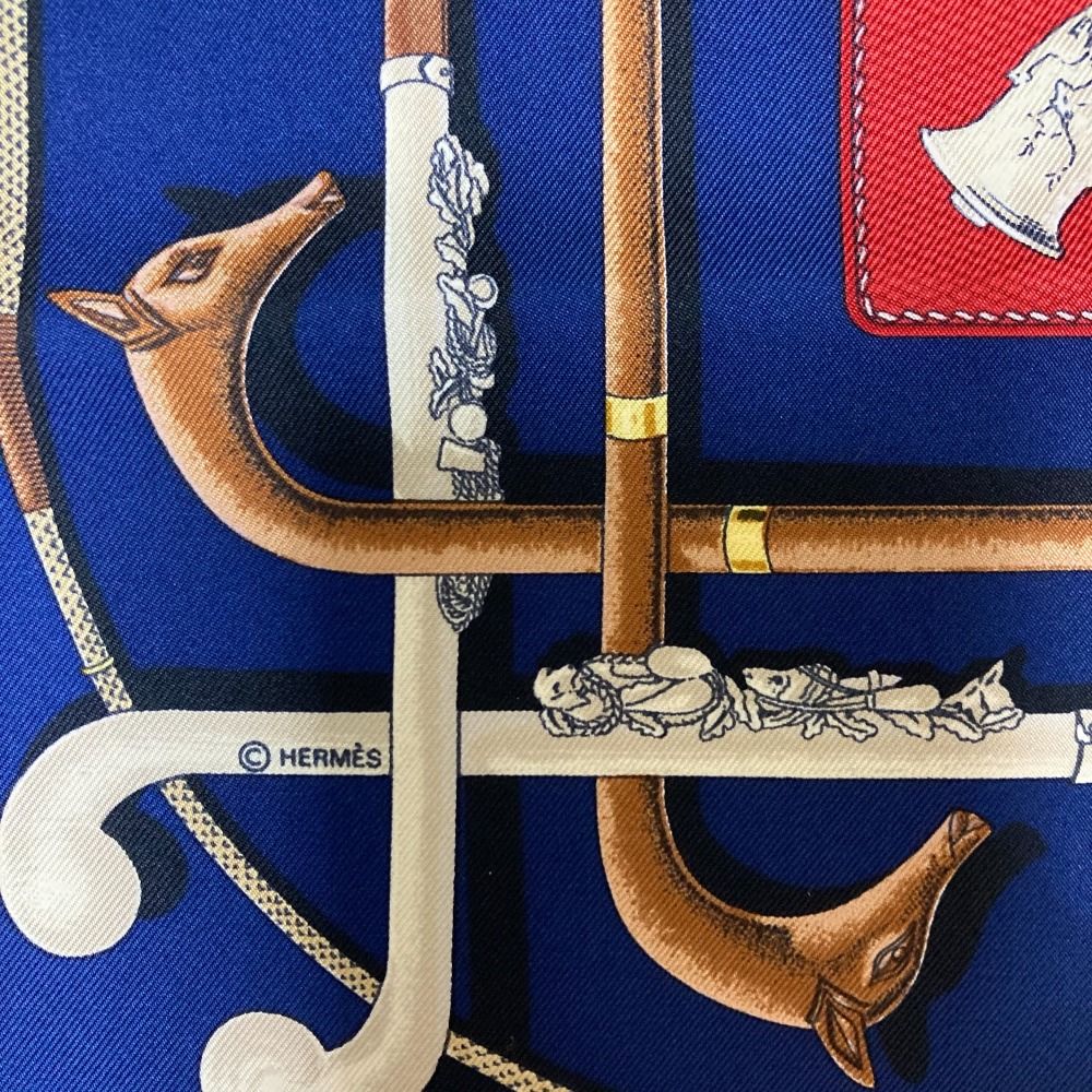 美品 HERMES エルメス カレ45 Cannes et Pommeaux シルク100
