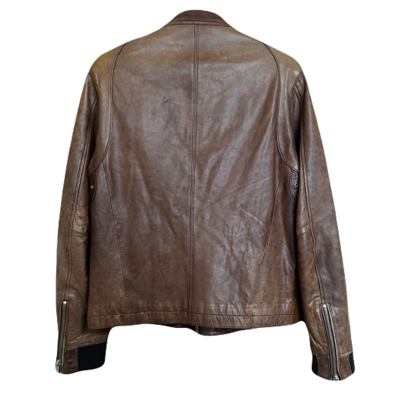 【美品】ハレ　HARE レザージャケット　羊革　ラムレザー　ブラウン 本革 ラムレザー】 HARE ハレ 羊革 ライダースジャケット レザー