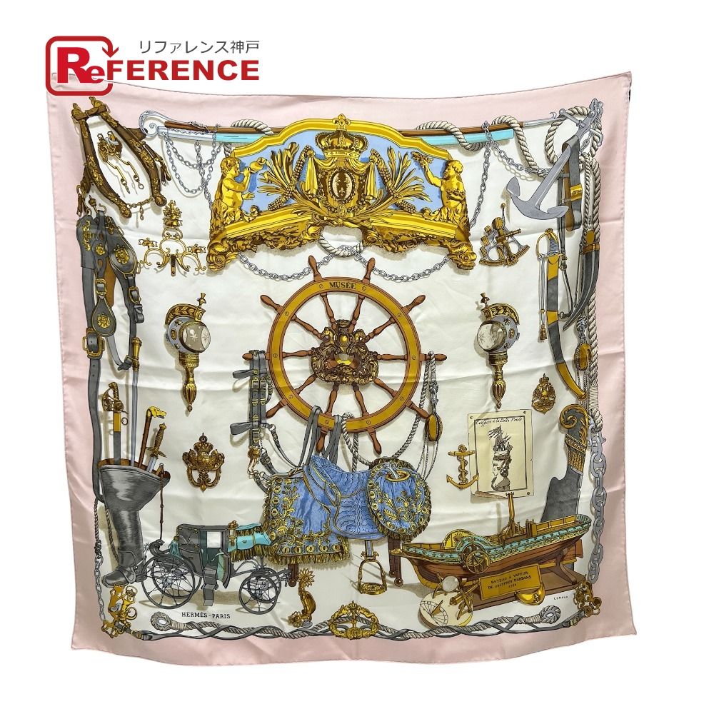 HERMES エルメス スカーフ カレ90 MUSEE 美術館 シルク ピンク