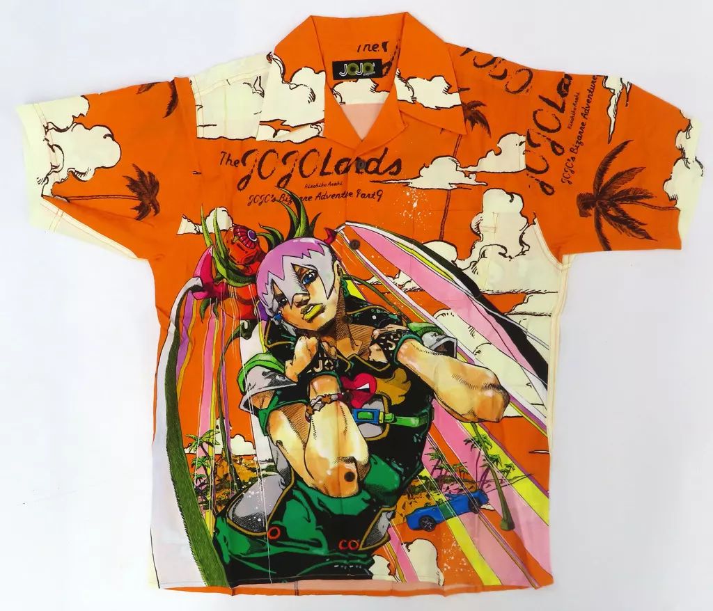 【】ポロシャツ・ワークシャツ カバーイラスト JOJO magazine特製アロハシャツ パッションオレンジ Mサイズ 「ジョジョの奇妙な冒険」