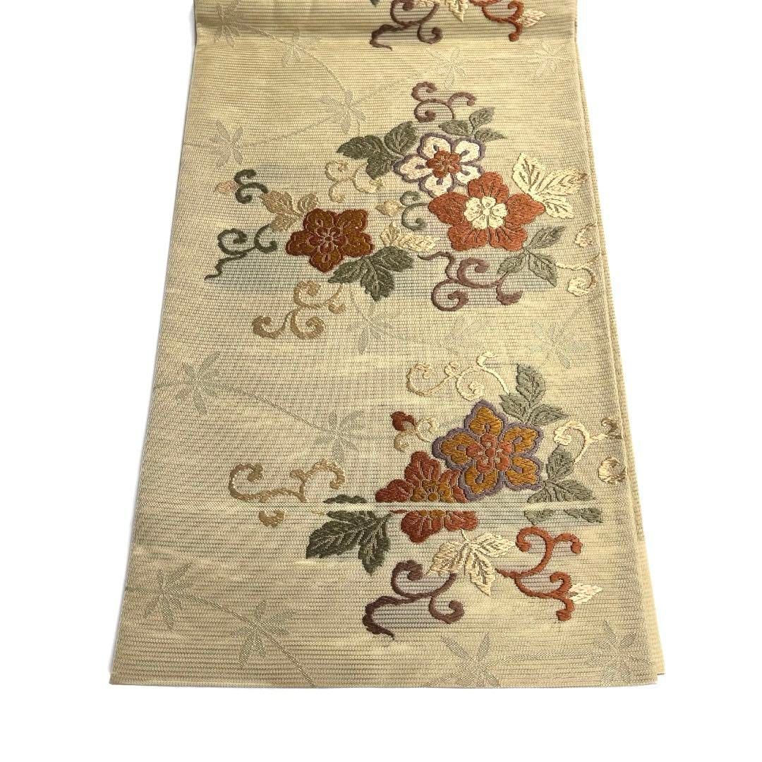 袋帯　夏用　絽　花模様　リーフ　唐草　唐織　着物　063a d 袋帯 夏用 絽 花模様 リーフ 唐草 唐織 着物 063a d - メルカリ