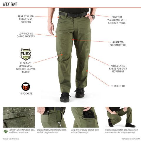 5.11 0 タクティカル ファイブイレブン Tactical Apex Men's Pant 32×30 APEX PANT TACTICAL（ファイブイレブン タクティカル） ○○5.11 ブラック レンジャーグリーン