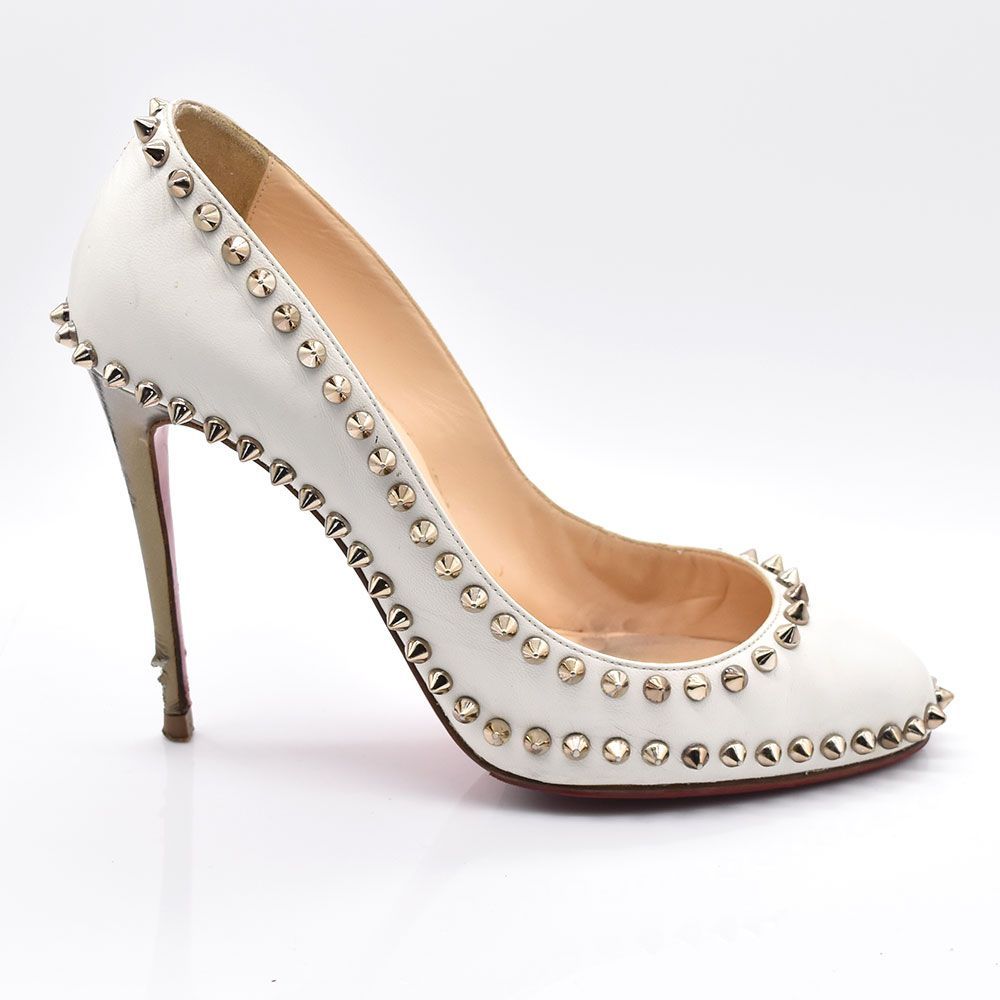 ルブタン　ハイヒール　白　スタッズ N0515】ルブタン Christian Louboutin スタッズ パンプス