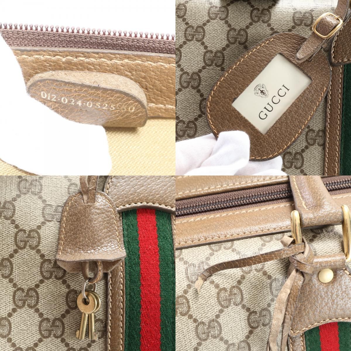 美品 オールド グッチ シェリー ライン GGスプリーム レザー ボストン