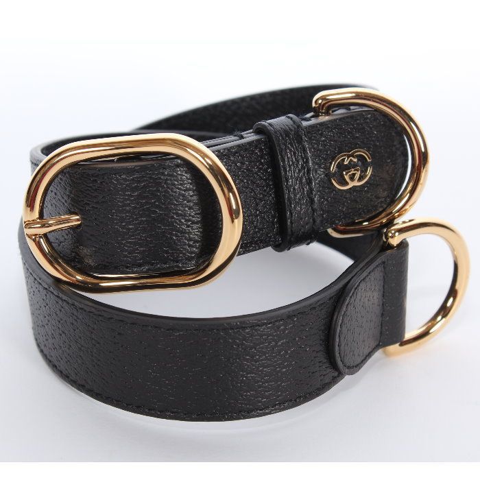 グッチ GUCCI インターロッキンズG レザー ペット用 首輪 ブラック 695256 2ZR0G 1000 XLサイズ ドッグ 犬 わんちゃん 散歩 大型犬 中型犬 ベルト アクセサリー ユニセックス 売れ筋