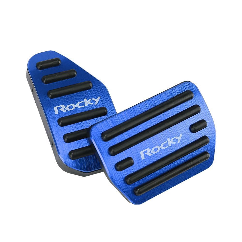 ブルー LEXLEYS「最新型」ダイハツ ロッキー ROCKY A200系 A210系(2019年11月～) アルミ ペダル アクセル ブレーキ カバー 工具不要 滑り止め付 被せる ゴム カスタムドレスアップ パーツ（ブルー）