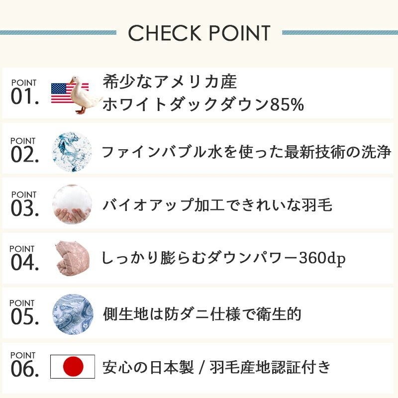 ファインバブル水で洗浄 きれいな羽毛