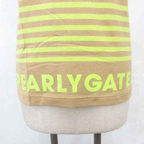 PEARLY GATES - 新品 パーリーゲイツ ボーダーハイネックシャツ M (4)黄×紺 日本製 ボーダー柄 PG is PG ベアカノコ半袖ハイネックカットソー