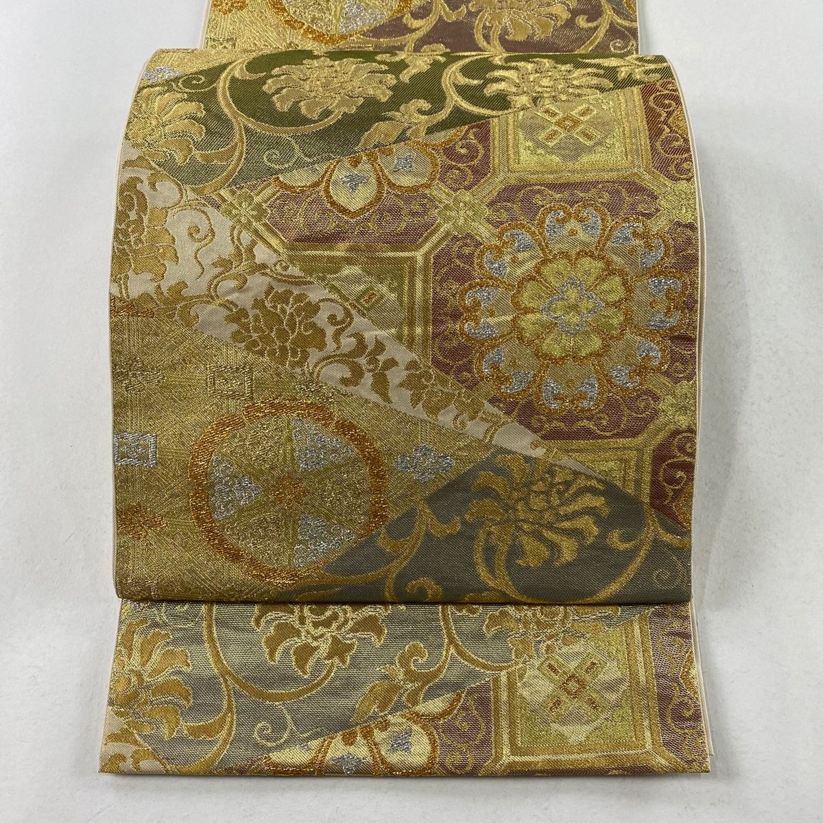 408my130☆袋帯 金糸 鎧文様 カラフル☆美品 408my130☆袋帯 金糸 鎧文様 カラフル☆美品
