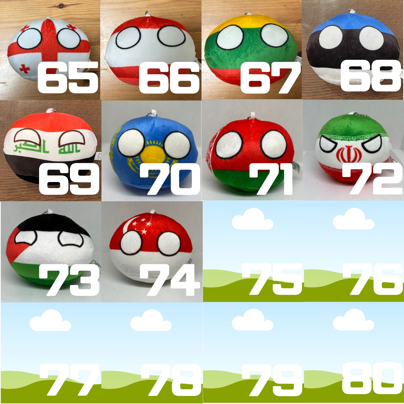 ポーランドボール ぬいぐるみ 11個セット ノーマルポーランドボールぬいぐるみ No.73 パレスチナ Palestine