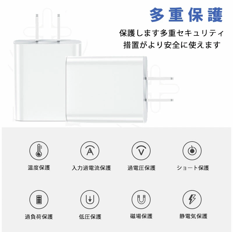 【正規PSE認証品】iPhone 20W 急速充電器 USB-C 電源アダプタ + C-C/C-L 急速充電 ケーブル 【2点セット】 IPhone15/16 も対応