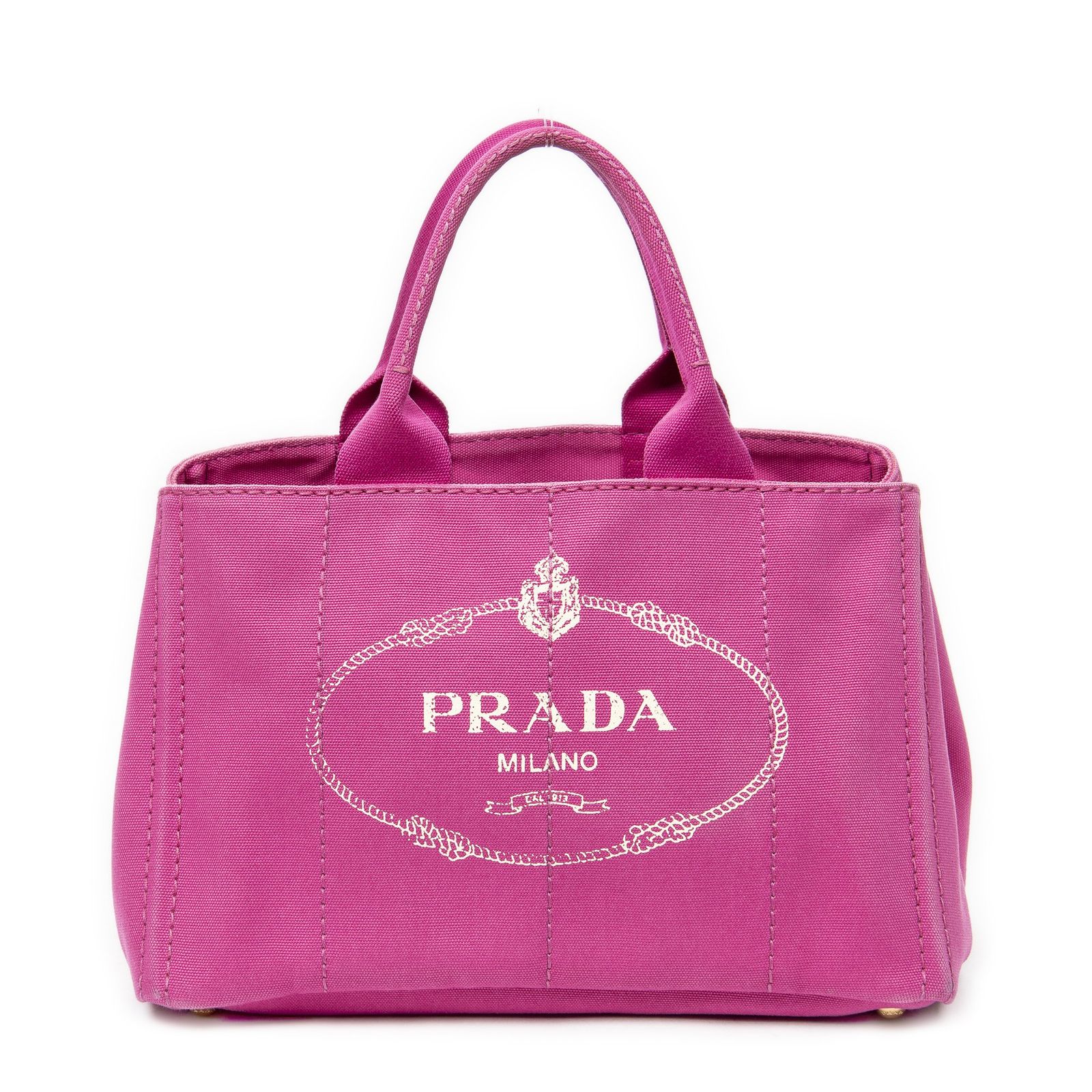 PRADA プラダミディアム カナパ トートフューシャピンクカナパキャンバスA