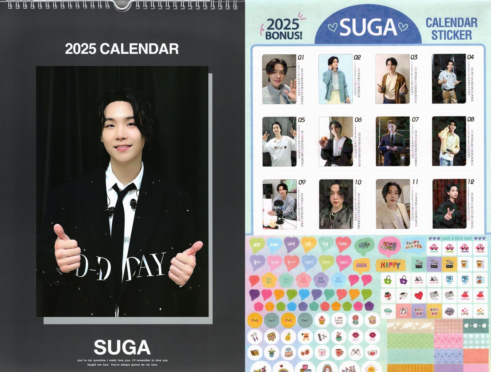 bts カレンダー壁掛け 2016 BTS SUGA シュガ グッズ 大判 壁掛け カレンダー 2025年 (令和7